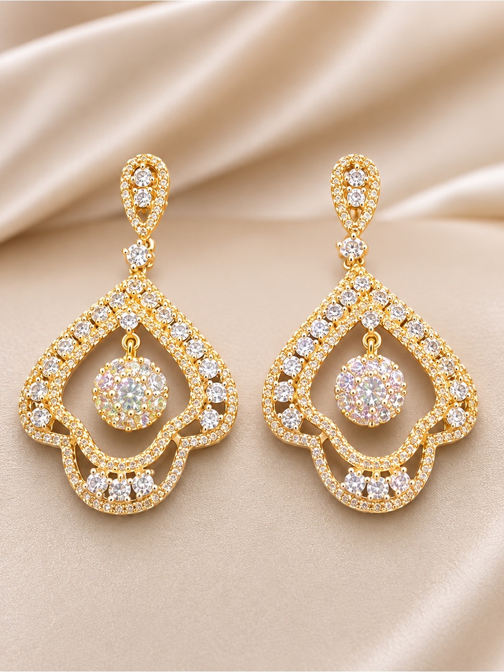 Gold Crystal Drop Earrings - Women Jewelry